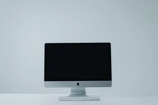 Stylish Desktop Computer Mockup with High Tech and  Background photo