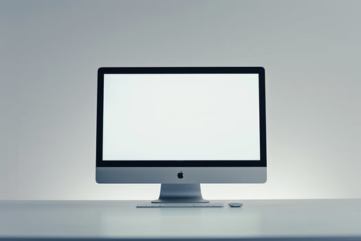 Stylish Desktop Computer Mockup with High Tech  Background photo