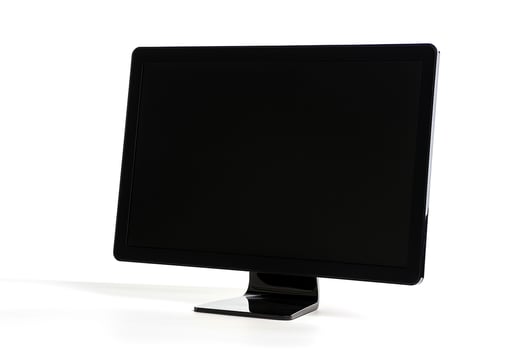 Desktop Computer Mockup with  High Tech Background photo