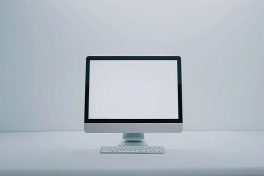 Desktop Computer Mockup with Stylish  Tech Background photo