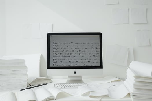 Computer Mockup Background on White Desk  Editing Tools photo
