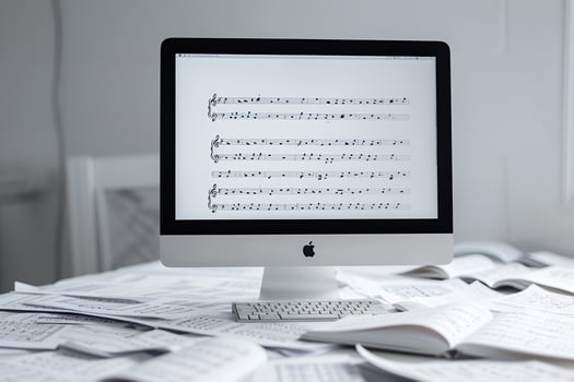 Computer Mockup Background on White Desk  Editing Tools photo