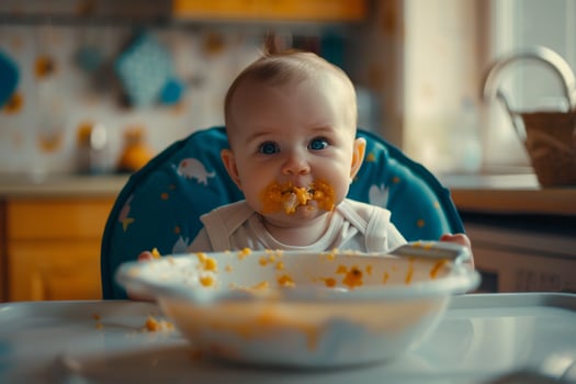Baby Sampling Different Foods for Taste Testing and Nutritional Value photo