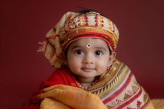 Baby in Traditional Dress for Cultural and Heritage Festival Display photo