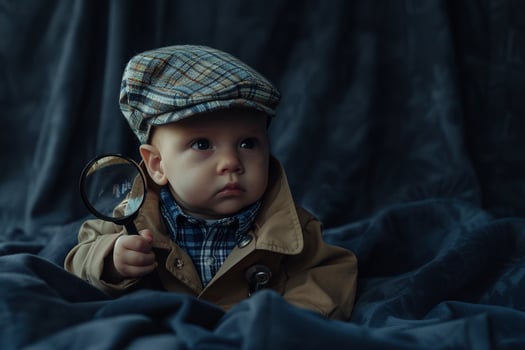 Baby in Detective Outfit with Magnifying Glass Cute and Classic Detective Costume Look photo