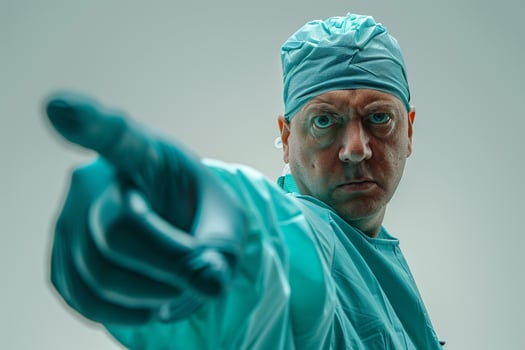 Surgeon in Action Pose Medical Background photo