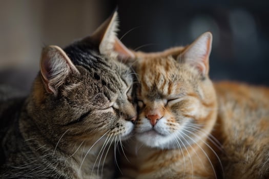 Affectionate Cats Grooming Each Other with Bonding Background photo