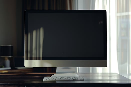 Executive Desktop Computer Mockup with   Office photo