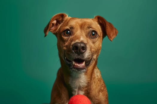 Energetic Dog with Toy in PetFriendly Environment Background photo