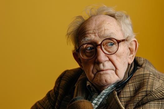 Elderly Doctor with Glasses H ing a Medical Book in a Professional Portrait photo