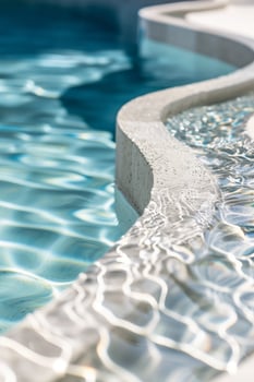 Detailed view of the architecture of the blue water pool photo