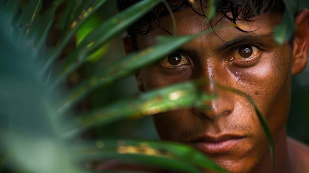 A close-up portrait of a young Amazonian male fisherman photo
