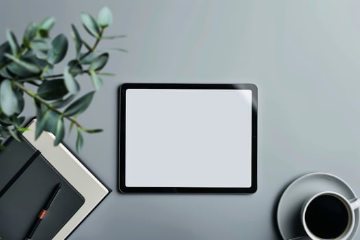 Tablet Screen Mockup Demonstrating Advanced UI Design for Apps photo