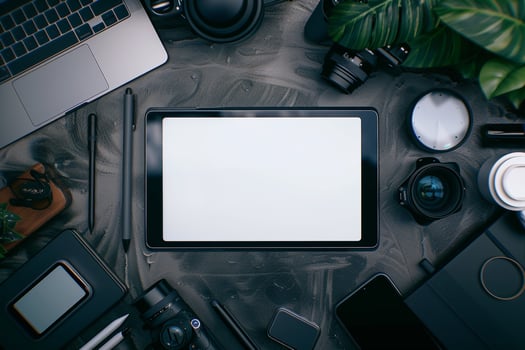 Tablet Screen Mockup with  UI Design and Interactive Elements photo