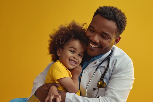 Pediatrician with Smiling Child in Medical Visit Background photo