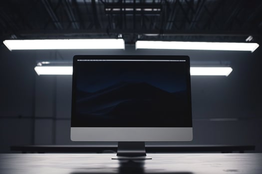 Computer Monitor Mockup Display on Brushed Metal for Contemporary Tech Presentation photo