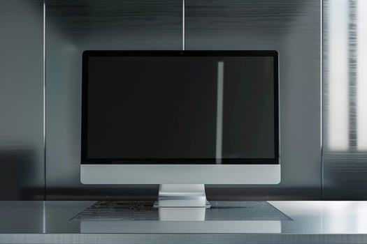 Computer Monitor Mockup Screen on Metallic  Background for  Tech Design photo