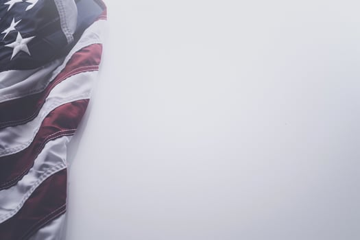 American Flag with Strong Red and Blue Background photo