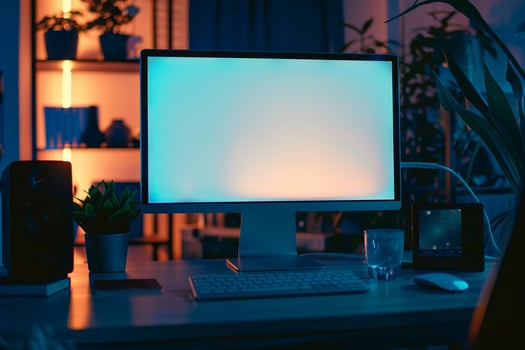 Futuristic Desktop Computer Mockup Background photo