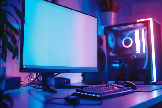 Futuristic Desktop Computer Mockup Background photo