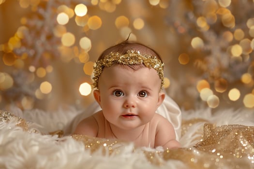 Baby with  G Background and Holiday Props Festive photo