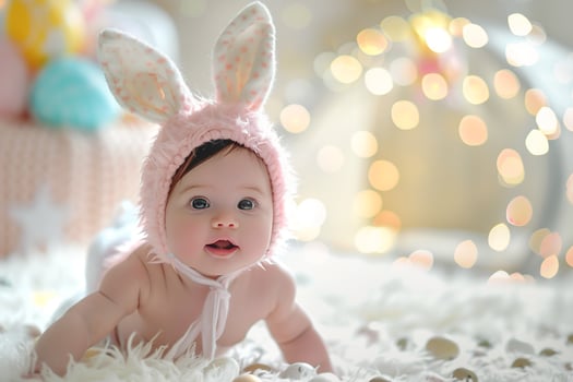 Baby in Easter Bunny Costume Cute Celebration Background photo