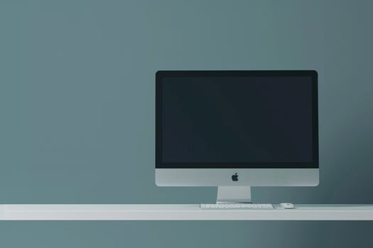 Computer Monitor Mockup Screen on Light Grayish Background photo