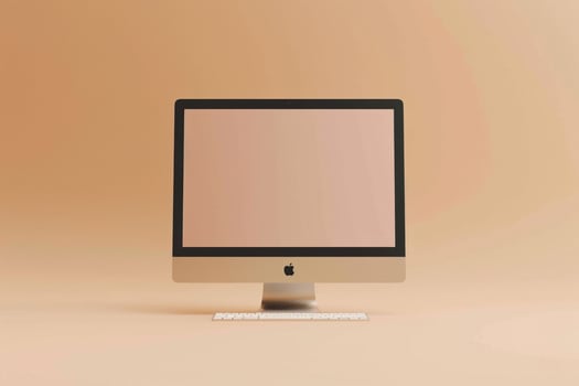 Light Beige Background Featuring Computer Monitor Mockup Screen photo