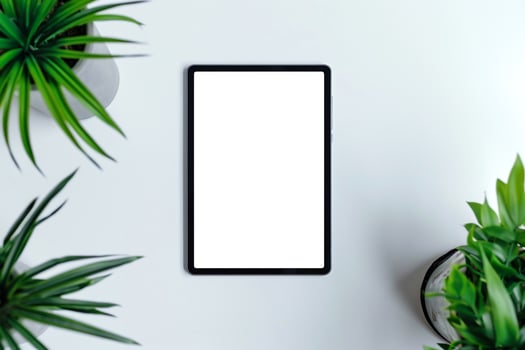 Tablet Displayed on Desktop Setup with Office Accessories photo