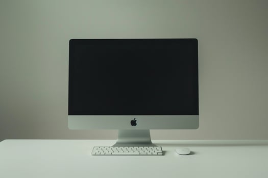 High Tech Desktop Computer Mockup on   White Background for Office Use photo
