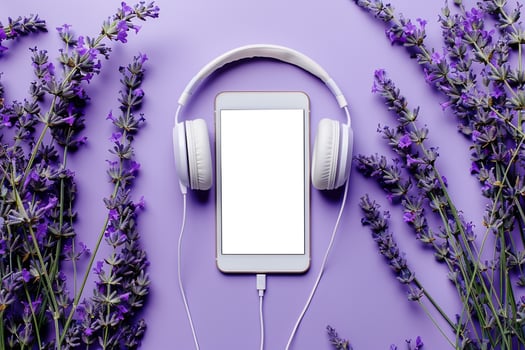 Mobile Device and Headphones Mockup photo