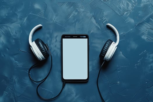 Contemporary Mobile Phone and Headphones Display photo
