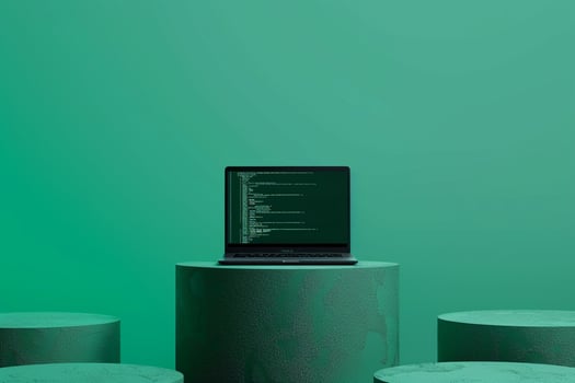 Laptop Mockup Featuring a Coding Theme for Highlighting Programming Tools photo