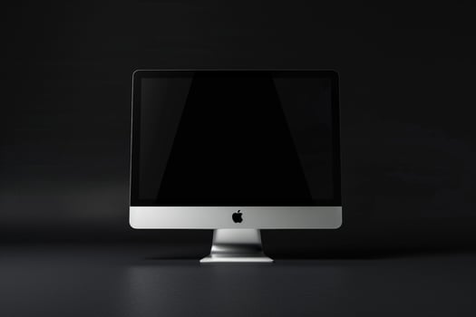 Computer Monitor Mockup with White Screen on Contemporary Background photo