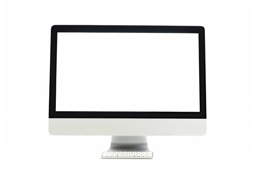 Computer Mockup Background with Wireless Keyboard and High Tech Setup photo