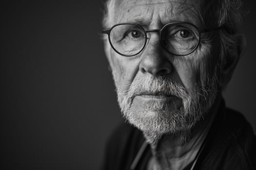Elderly Doctor with Glasses in Traditional Medical Environment photo