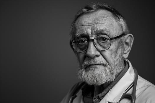Elderly Doctor with Glasses in Traditional Portrait photo