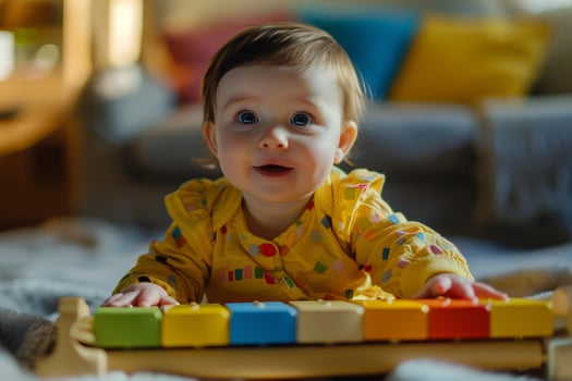Baby Engaged with a Xylophone Creating Melodic Tunes and Enjoying Sounds photo