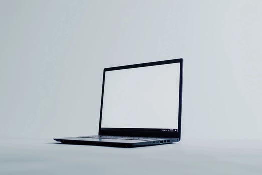 Professional Laptop Mockup with Blank Screen on  Nature Background photo