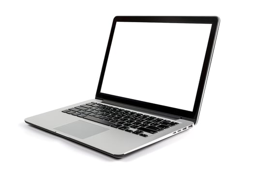 Tech Savvy Laptop Mockup with Blank Screen on Nature Background photo