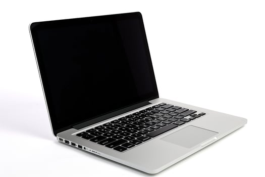 Professional Laptop Mockup with Blank Screen on Nature Background photo