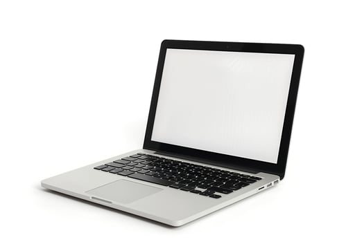 White Background Laptop Mockup with Blank Screen Nature Background photo