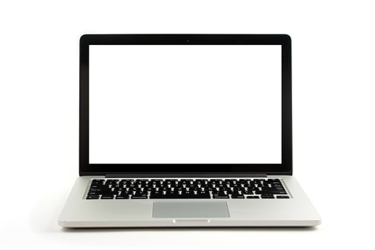 Laptop Mockup with Blank Screen on White Desk Ideal for Digital Presentations photo