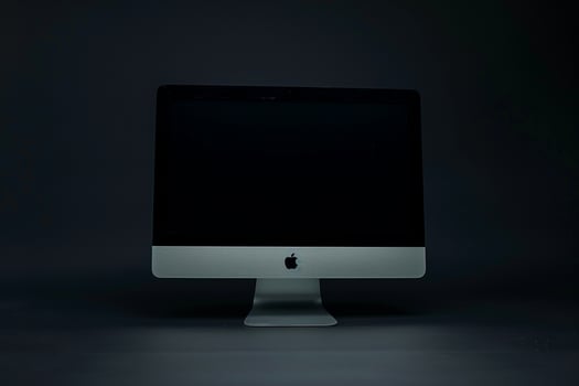 Desktop Computer Mockup Screen and Gray Top photo
