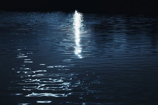 Full Moon s on Calm Lake Surface at Midnight   Background Nature photo