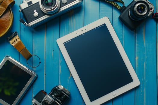 Background Tablet Mockup Screen Retro Style photo