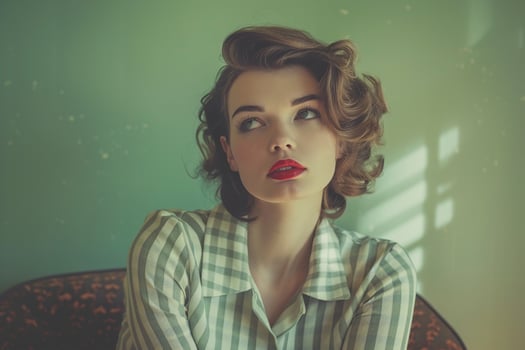 Woman in Retro Clothing with  Fashion Portrait photo