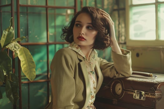 Portrait of Woman in Retro Clothing photo