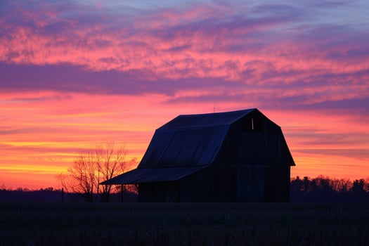 Country Barn at Twilight with Horizon photo