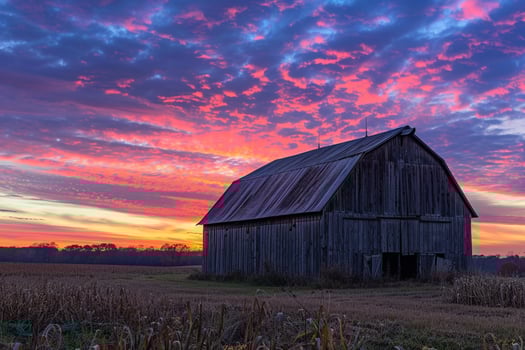 Countryside Barn Under Gen Sunset Glow photo